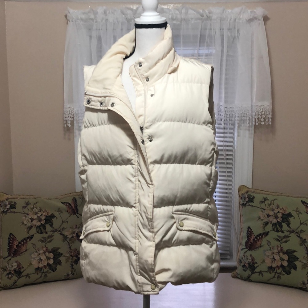 Talbots-women’s winter white puff vest.